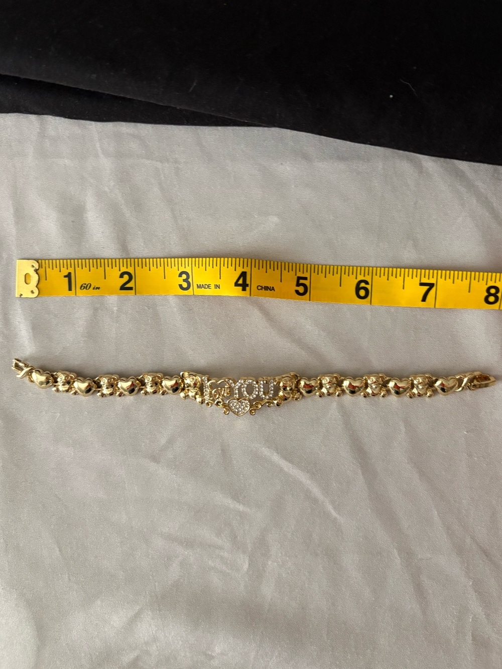 Gold-Tone Crystal Accent Women's Bracelet I Love You